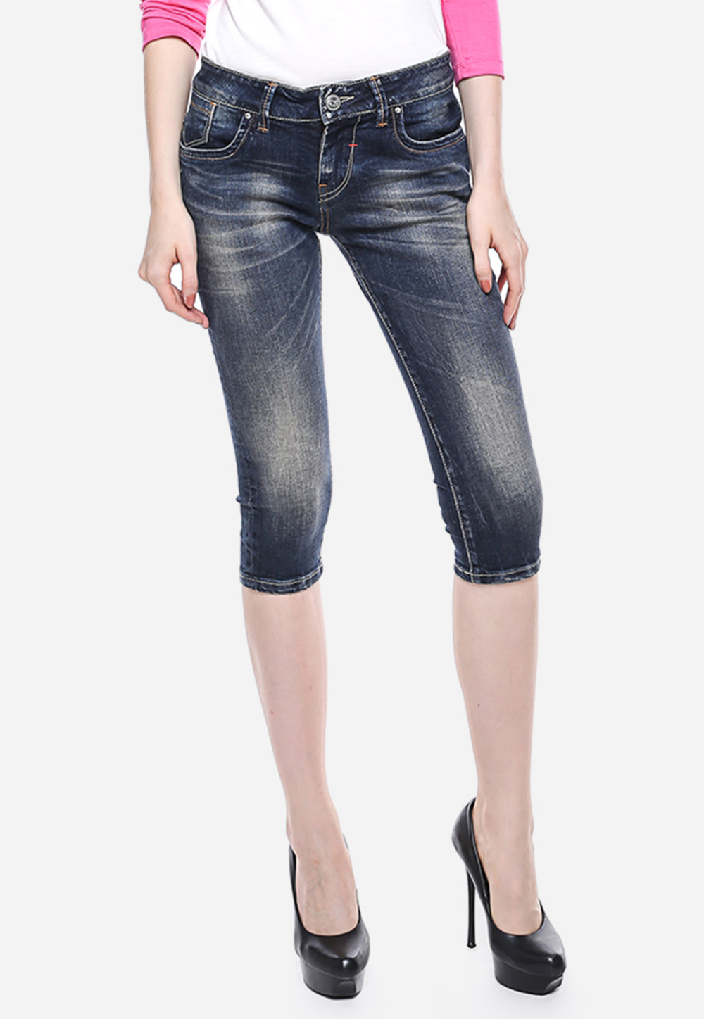 Celana Capri Biru  Navy  Slim Fit Jeans  Premium